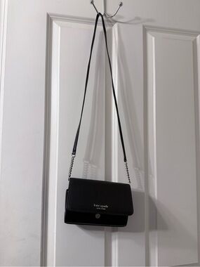 kate spade Black Leather Crossbody Bag with Chain Strap